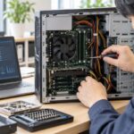 デスクトップパソコンの内部を点検する保守作業のイメージ